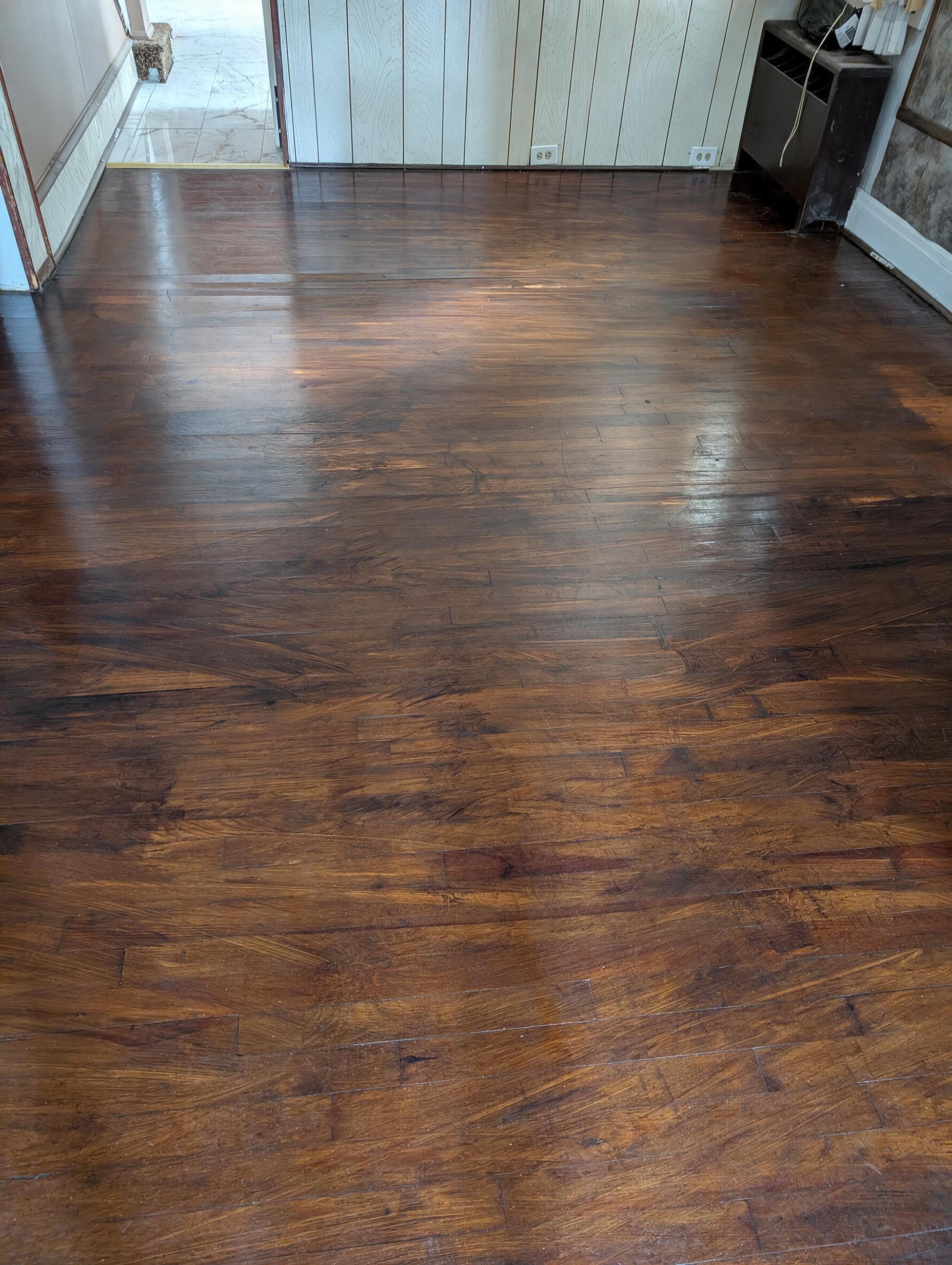 Dark hardwood floors close-up